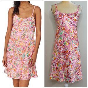 Lauren Ralph Lauren Black Label Satin Paisley Slip Dress Size S Multicolor